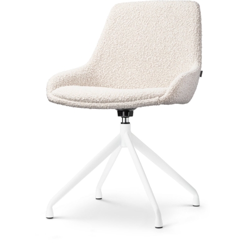 Nolon Nola-Isa Eetkamerstoel Bouclé Beige - Draaibaar Wit Onderstel