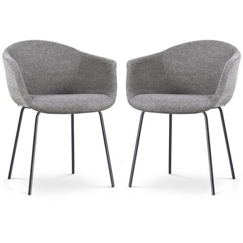 Nolon Nora-Otis Eetkamerstoelen Set van 2 - Donkergrijs - Zwarte Poten
