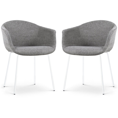 Nolon Nora-Otis Eetkamerstoelen Set van 2 - Donkergrijs - Witte Poten