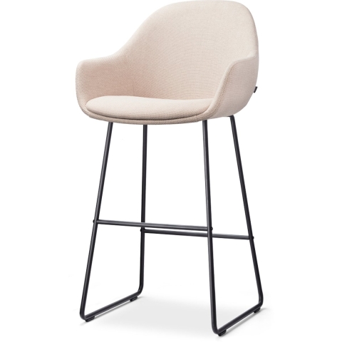 Nolon Nino-Mae Barkruk Beige - met Armleuning - Zwart - 75 cm