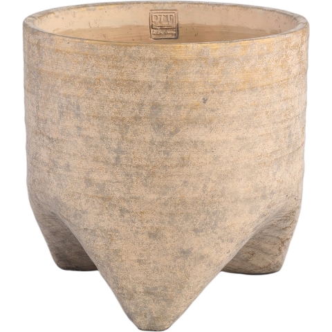 PTMD Kodi Light Brown cement pot on feet round big S