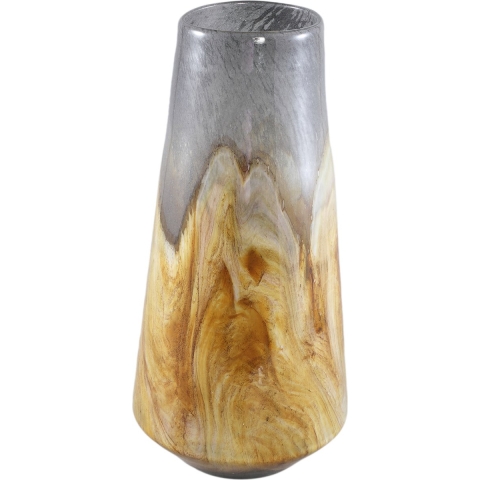 PTMD Saman Amber solid glass vase yellow wavy round L