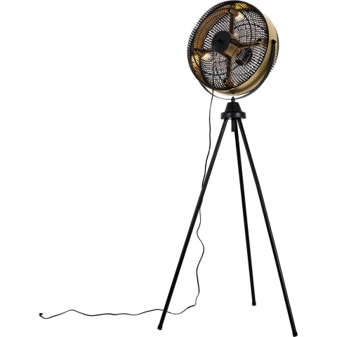 QAZQA Vloerventilator tripod zwart met goud 4-lichts - Kim