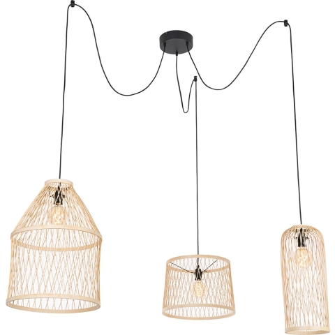 QAZQA Landelijke buiten hanglamp rotan 3-lichts - Calamus