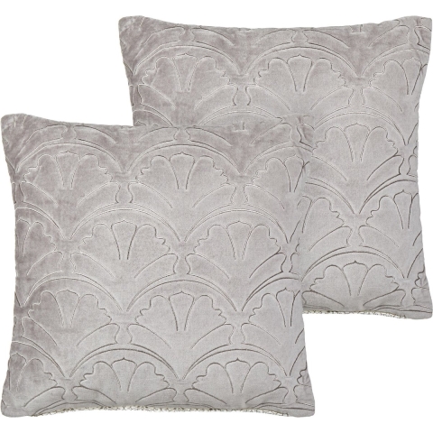 Beliani-GLORIOSA-Sierkussen set van 2-Lichtgrijs-45 x 45 cm-Fluweel