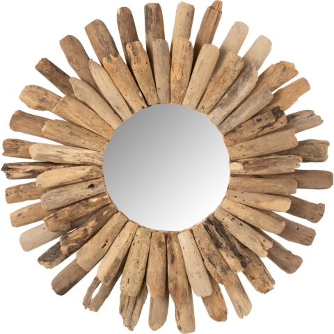 J-Line spiegel Rond - hout - naturel - L