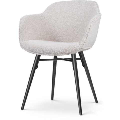 Nolon Nena-Mare Eetkamerstoel Bouclé Beige - Zwarte Houten Poten