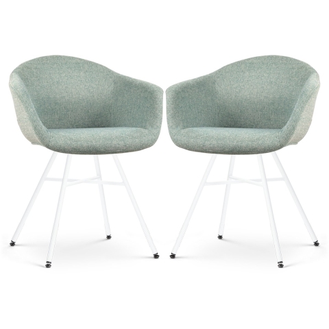 Nolon Noa-Otis Eetkamerstoelen Set van 2 - Zacht Groen - Witte Poten