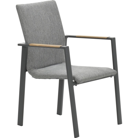 Ottawa dining stoel carbon black/ grijs/ teak look - Garden Impressions