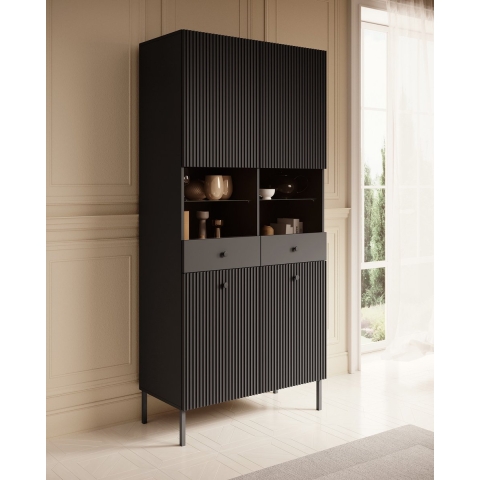 Meubella Vitrinekast Vermont - Antraciet - 90 cm