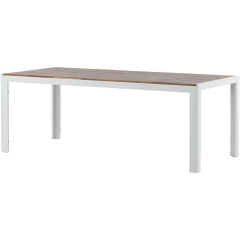 Nest outdoor Lasse Tuintafel Aluminium Wit - met Houten Tafelblad
