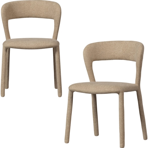 BePureHome Noble Eetkamerstoel - Polyester - Zand - Set van 2