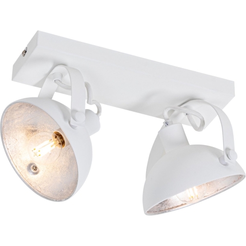 QAZQA Industriële plafondlamp wit met zilver 2-lichts verstelbaar -