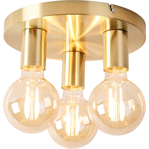 QAZQA Smart plafondlamp goud rond incl. 3 Wifi G95 - Facil