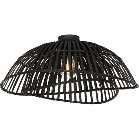 QAZQA Oosterse plafondlamp zwart bamboe 62 cm - Pua