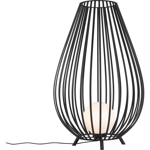 QAZQA Design vloerlamp zwart met opaal 110 cm IP44 - Angela