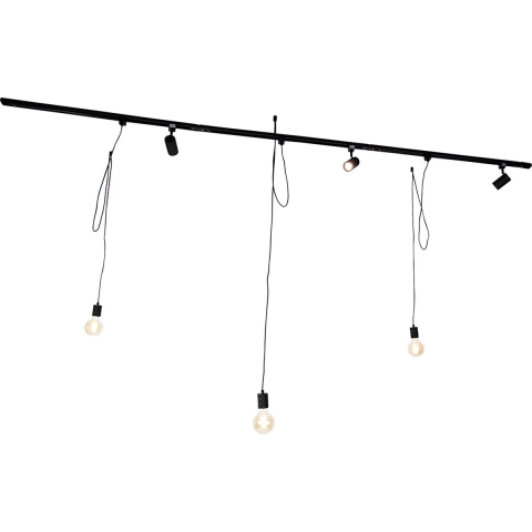 QAZQA Smart railsysteem zwart 3 spots en hanglamp 1-fase - Cavalux