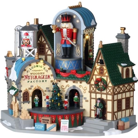 Ludwig's wooden nutcracker factory, with 4.5v adaptor - LEMAX