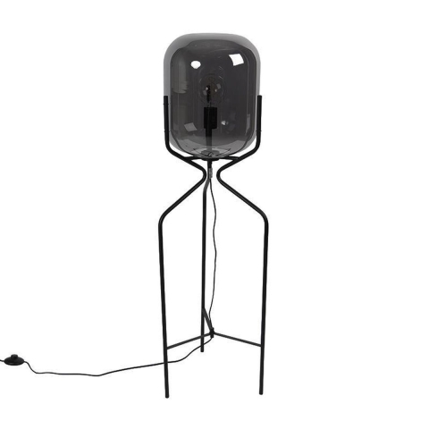 QAZQA Design vloerlamp zwart met smoke glas - Bliss