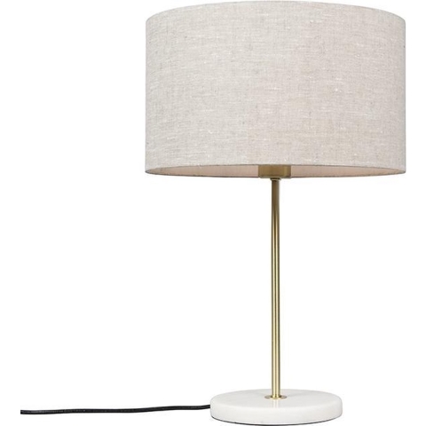 QAZQA Tafellamp messing met grijze kap 35 cm - Kaso