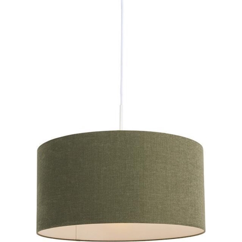 QAZQA Hanglamp wit met groene kap 50 cm - Combi 1