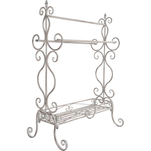 Clayre & Eef Handdoekhouder 65x40x93 cm Wit Ijzer Handdoekrek Staand