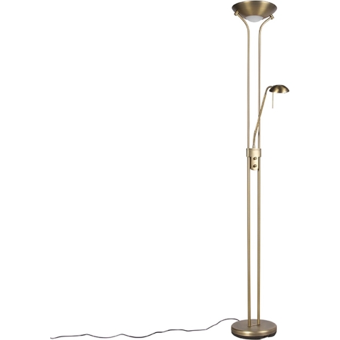 QAZQA Vloerlamp brons met leeslamp incl. LED en dimmer - Diva 2