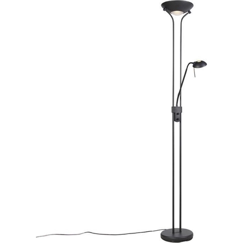 QAZQA Vloerlamp zwart met leeslamp incl. LED en dimmer - Diva 2