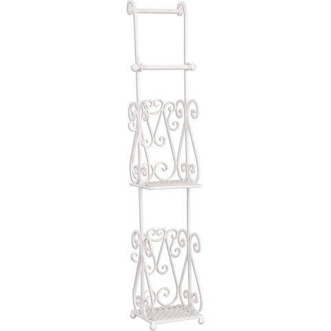 Clayre & Eef WC Rol houder 17x17x97 cm Wit Ijzer Rechthoek