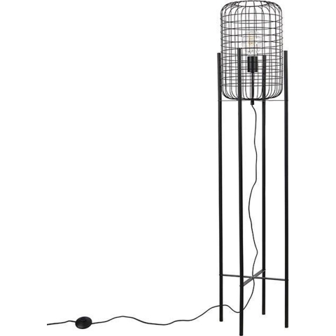 QAZQA Industriële vloerlamp zwart - Bliss Vefa