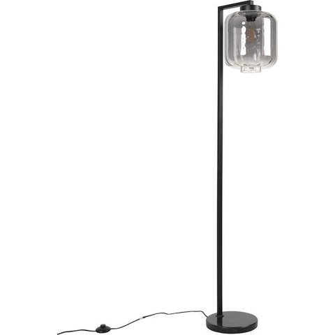 QAZQA Design vloerlamp zwart met smoke glas - Qara Down