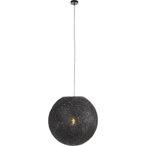 QAZQA Landelijke hanglamp zwart 60 cm - Corda