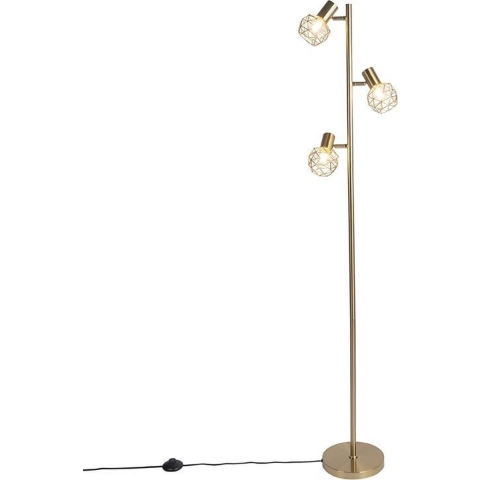 QAZQA Design vloerlamp goud 3-lichts verstelbaar - Mesh