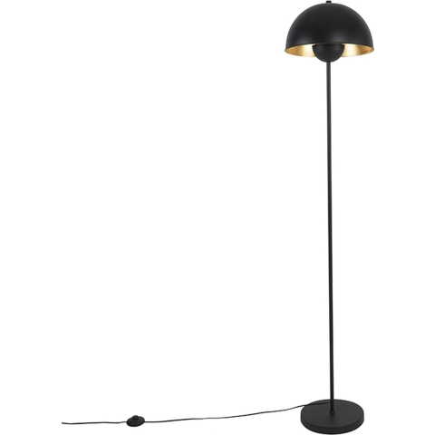 QAZQA Industriële vloerlamp zwart met goud 160 cm - Magnax