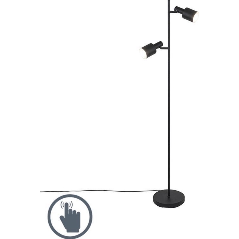 QAZQA Moderne vloerlamp zwart 2-lichts - Stijn