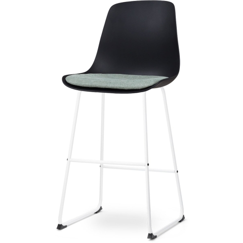 Nolon Nino-Liv Barkruk Zwart - Zacht Groen Kussen - Wit Frame - 75 cm