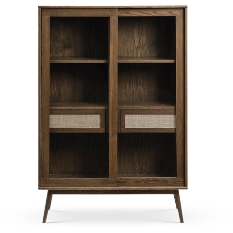 Olivine Boas houten vitrinekast gerookt eiken - 160 x 40 cm