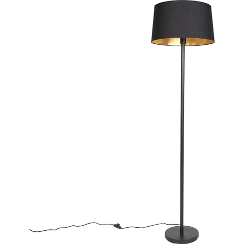 QAZQA Moderne vloerlamp zwart met zwarte kap 45 cm - Simplo