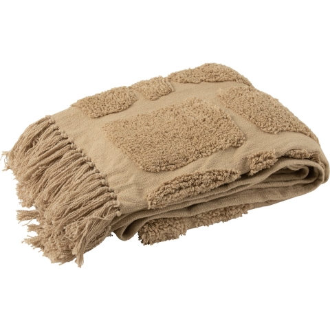 J-Line Plaid Sidney - polyester - beige - 192 x 123 cm
