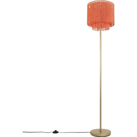 QAZQA Oosterse vloerlamp goud roze kap met franjes - Franxa