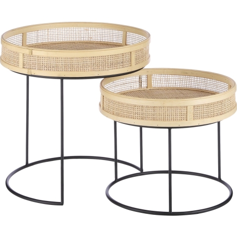 Mica Decorations Leandro Bijzettafel - Set van 2 - H45 cm - Zwart