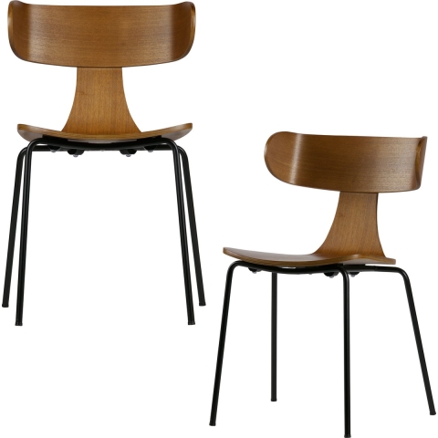 BePureHome Form Eetkamerstoel - Hout - Bruin - Set van 2