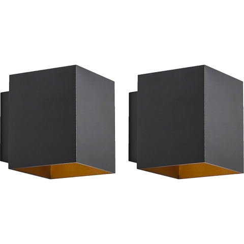 QAZQA Set van 2 design wandlampen zwart en goud vierkant - Sola