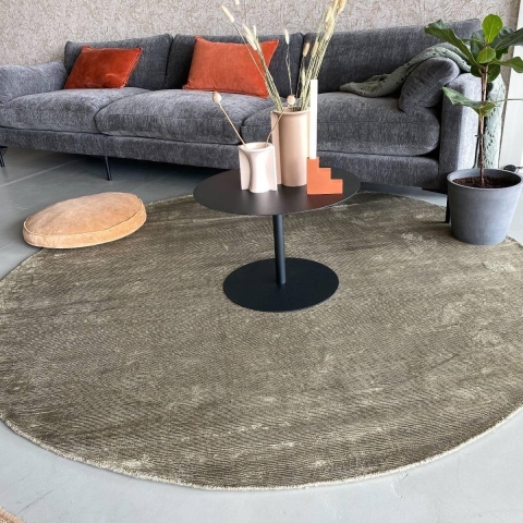 Interieur05 Vloerkleed Felva Groen Rond Viscose 220 cm