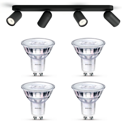 Philips Pongee Opbouwspot - 4x Philips LED Scene Switch
