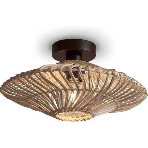 GOOD&MOJO Plafonniere Zanzibar - Rotan Wit - Ø40cm
