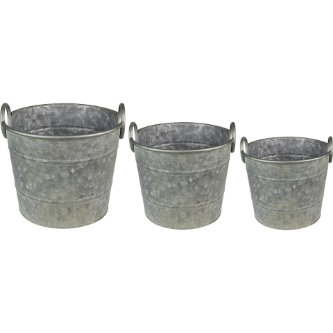 Clayre & Eef Planthouder Ø 32x25 cm Grijs Groen Metaal Rond Bloempot