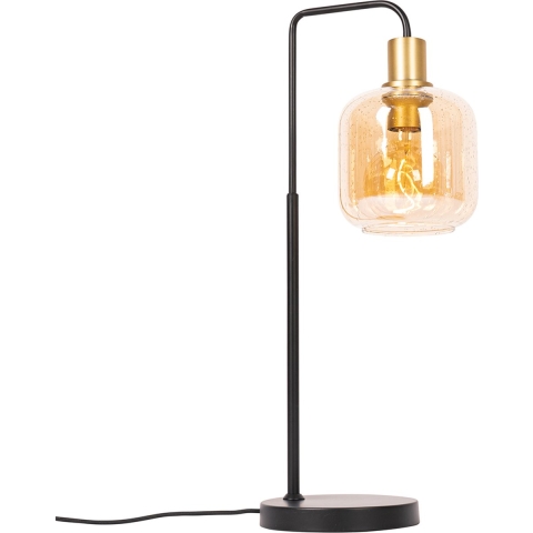 QAZQA Design tafellamp zwart met messing en amber glas - Zuzanna