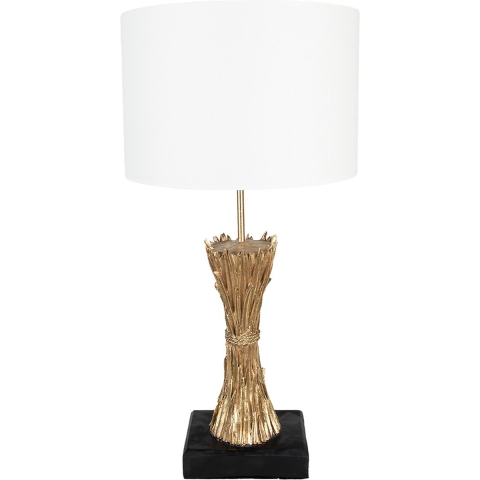 Clayre & Eef Tafellamp Ø 30x60 cm Goudkleurig Kunststof Bureaulamp