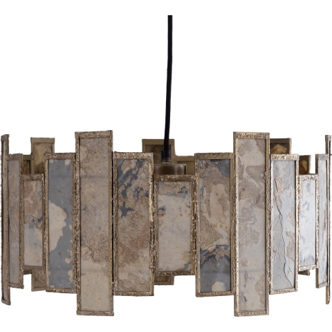 PTMD Levan Brass stone veneer hanging lamp round
